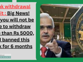 Bank withdrawal limit :Big News! Now you will not be able to withdraw more than Rs 5000, RBI banned this bank for 6 months